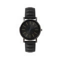 Minimalist black and gold quartz watch with a textured silicone strap for women - Black Strap Black Dial