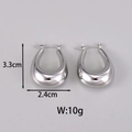 Orecchini a cerchio minimalisti in argento a forma di U, finitura lucida, altezza 3,3 cm - E105 Stile a Forma di U / Argento