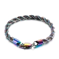Iridescent rope chain bracelet in rainbow finish with secure lobster clasp for unisex style - 6mm-21cm / Multicolor