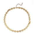 Collier ajustable en acier inoxydable doré 18k avec maillons en forme de coquillage - Collier Spirale Doré