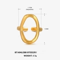 Anillo ovalado de acero inoxidable chapado en oro de 18K con medidas y peso real - Dorado
