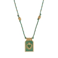 Bohemian tarot necklace with green heart pendant and colorful braided cord - Blue Necklace (With Beads)