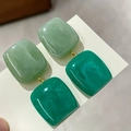2508176b Blue-green Color-blocked Earrings (s925 Silver Needles)