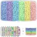 Détail du kit de perles en argile multicolores avec fil et exemples de bracelets - L-165-2 (Ensemble de Rangement à 6 Grilles)