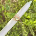 Anello aperto in ottone placcato oro 18 carati con design a goccia e zirconi lucidi - Stile 2 (Goccia d'Acqua Lucida)