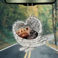 Yorkie puppy sleeping in angel wings car hanging ornament made of flat acrylic - 28-Sleeping Angel Yorkie
