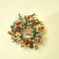 40cm Nordic silver Christmas wreath with LED lights, pine cones and red berry accents - 40cm Classic Wreath With Lights