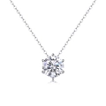 Classic 925 silver moissanite pendant necklace with six-prong round cut stone on O-chain - Six-Prong Round Style (N13176) - 2ct + GRA Certificate