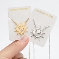 Stainless steel necklaces with celestial sun moon and star pendants in gold and silver - Sun Moon Stars
