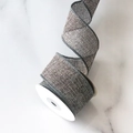 4cm natural jute-style polyester ribbon roll with dark grey stitched edges for DIY crafts - 4cm Wide x 5 Yards Long / Gray