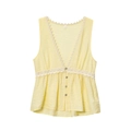 Elegantes ärmelloses Top in Gelb mit V-Ausschnitt, Spitze und Knopfleiste für Damen - XS / Gelb