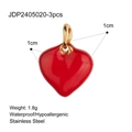 Set di tre piccoli ciondoli a cuore rosso in acciaio inossidabile per collane fai da te - 3 Ciondoli Cuore Rosso (JDP2405020)