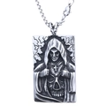 Gothic skull reaper relief pendant necklace in vintage silver finish with long chain - Steel Color Grim Reaper Pendant (No Chain Included) B0821