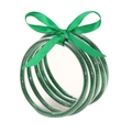 Set di cinque braccialetti glitterati verdi con fiocco in nastro di raso coordinato - Set di braccialetti glitter verde con fiocco (30042)