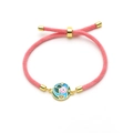 Bracciale regolabile in corda intrecciata rosa acceso con ciondolo occhio in smalto - Pendaglio Tondo in Smalto Rosa Brillante (Stile 3)