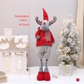 Retractable 110cm Christmas reindeer plush toy wearing a red sweater and striped scarf - Large Telescopic Reindeer