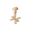 18K gold plated stainless steel Pisces zodiac pendant with white zircon stones - Pisces