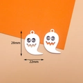 White ghost charm for Halloween DIY jewelry, alloy enamel finish, 28mm by 22mm size - 8# White Little Ghost