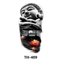 TH-409 waterproof tattoo sticker with Buddhist Buddha head and lotus flower design - Th-409 / 210*148mm