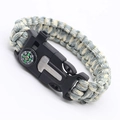 Beige and grey paracord survival bracelet with compass, whistle, and flint fire starter - Beige Grey Camouflage