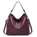 Purple textured leather tote bag with stylish fringe and golden hardware detail - Single Item / Purple