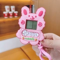 Pink rabbit handheld game console keychain with LCD screen and cute carrot graphics - Pink Rabbit Animal Game Console