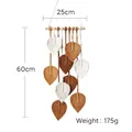Handgewebter Boho-Wandteppich mit Blättern in Creme, Hellbraun und Dunkelbraun - 25*60cm / Braun