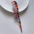 Handmade acetate tail comb with colorful floral marble texture for hair styling - Colorful