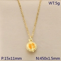 Golden stainless steel necklace featuring a textured durian fruit pendant with enamel details - Whole Durian Style (KN292098-Z)