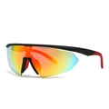 Classic aviator cycling sunglasses with black red frame and colorful gradient lenses - Black Frame Orange Lens