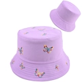 Sombrero de pescador morado para mujer con bordado de mariposas para protección solar - Talla única / Morado-Mariposa Bordada en Color