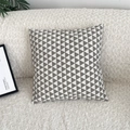 Detailed close-up of geometric gray and white triangle patterns on linen cushion cover - Grey Triangle (Insert Not Included)