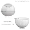 Detailed dimensions of heart-shaped silicone mold for DIY candle bowls and storage jars - D6164-Heart Candle Bowl Silicone Mold