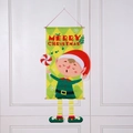 Weihnachts-Türbanner mit Elfen-Motiv und Merry Christmas-Schriftzug in Rot und Grün - Elf Stil