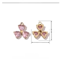 Macro detail of 13mm clover pendant made of stainless steel with pink rhinestones - VG544x3-Pink Clover