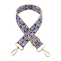Ethno-Stil Jacquard-Schultergurt mit goldenen Metallschnallen für Umhängetaschen - Goldschnalle / Blau Rosa