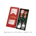 Set di posate natalizie in acciaio inossidabile con Babbo Natale e renne in confezione - Argento Stile C - 2Pezzi