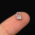 Silver pendant with round white zircon charm for DIY jewelry making on fingertip - CC165 Round Claw / White Gold