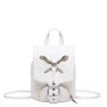 Mini weißer Lederrucksack mit Schmetterlings-Design und silbernem Metallring für Damen - Weiß