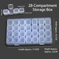 Caja de almacenamiento transparente de 28 rejillas para manicura con módulos móviles - Caja de 28 Rejillas (10.7*17.5*2.6cm)