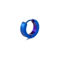 Minimalist titanium steel hoop earring with blue and purple gradient metallic finish - Blue