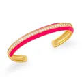 Bracciale rigido bohémien dorato con smalto rosa vivace e pietre di zircone bianco pavé - Rosa Rossa
