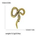 Vintage golden snake brooch in alloy enamel showing professional dimensions and weight - Gold