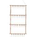 Vierstufiger Schmuckorganisator aus rosa PU-Leder mit Holzstangen und Metallhaken - 86x38cm / Hellrosa