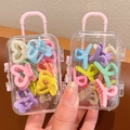 Mini bunte Haarklammern Set in einer transparenten Koffer-Aufbewahrungsbox für Mädchen - Herz + D-Clip 20 Stk. Beutel
