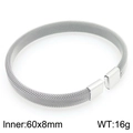 Brazalete abierto de malla tejida plateada con diámetro de 60x8mm y estilo industrial minimalista - 60*8mm (16g) / Plateado