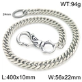 Silver punk cuban link pants chain with skull lobster clasp and anti-slip ring detail - Style D Curb Chain (KK073-Z)