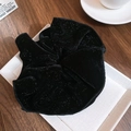 Elegant black velvet square scrunchie with glitter texture for high-end hair styling - Black (30# Scrunchie-Black)