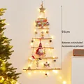 Árbol de Navidad de pared de madera hecho a mano con luces LED y adornos festivos - Colgante de Pared de Madera Estilo 4