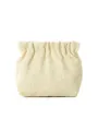 Detailed texture of beige corduroy storage pouch with spring-closure gathered top - 13*5*12cm / Light Yellow